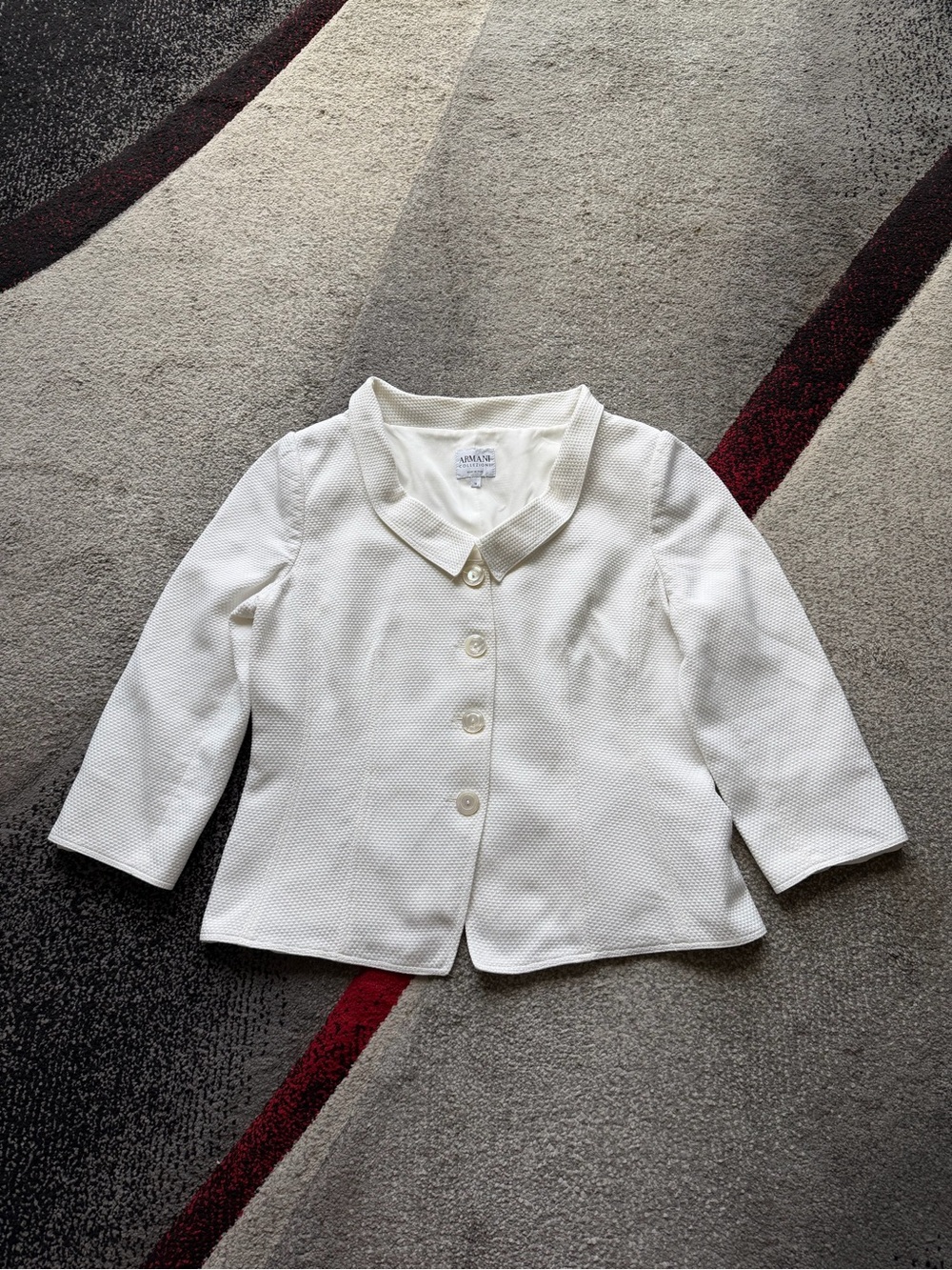 Armani Collezioni White Textured Formal Blazer